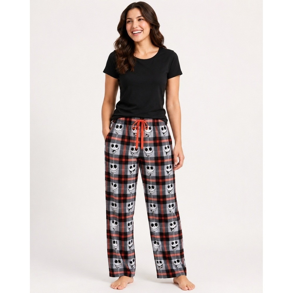 Disney Nightmare Before Christmas Pajama Pants Womens Medium White Drawstring‎